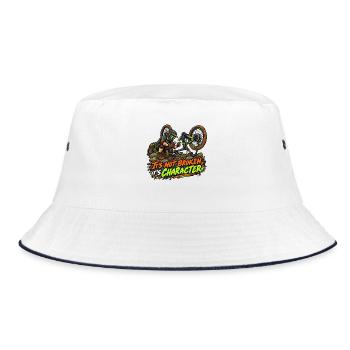 Charakter statt Bruch – Motocross - Bucket Hat - Weiß/Navy - Vorne