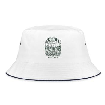 Welcome To Augusta Maine Timber Landscape - Bucket Hat - Weiß/Navy - Vorne