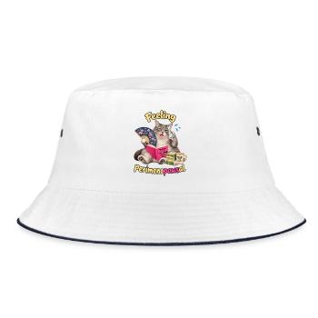 Menopause Katze - Bucket Hat - Weiß/Navy - Vorne