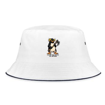 Funny Angry Penguin - Flight Was Never An Option - Bucket Hat - Weiß/Navy - Vorne