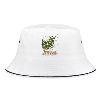 Zerbrechlich, aber nicht kaputt - Bucket Hat - Weiß/Navy - Vorne