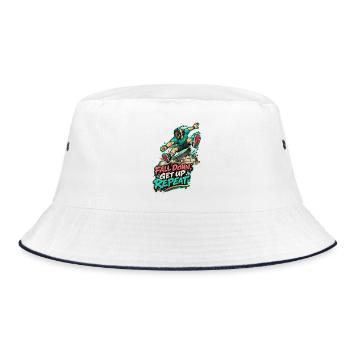 Fall Down? Get Up, Repeat – Skate - Bucket Hat - Weiß/Navy - Vorne