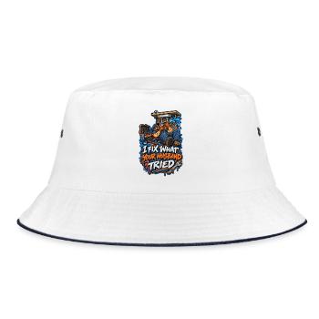 Ich reparier, was dein Mann versuchte - Bucket Hat - Weiß/Navy - Vorne