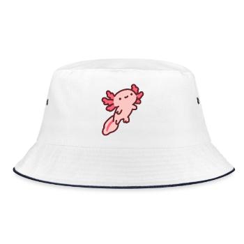 Niedlicher pinker Axolotl - Bucket Hat - Weiß/Navy - Vorne