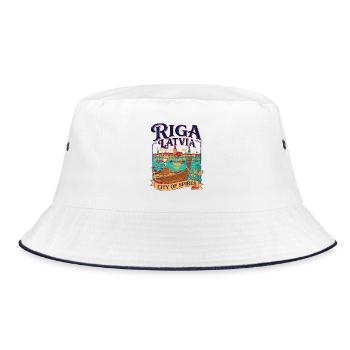 Vintage Riga Latvia City Of Spires - Bucket Hat - Weiß/Navy - Vorne