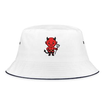 Niedliche Teufels-Mistgabel Halloween-Kostüm Kawaii - Bucket Hat - Weiß/Navy - Vorne