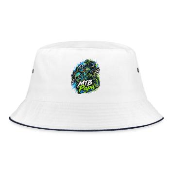 MTB Papa Abenteuerprint Geschenkidee - Bucket Hat - Weiß/Navy - Vorne