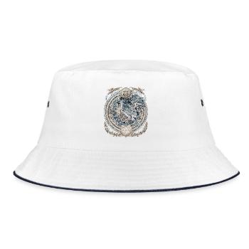 Odins Rabe Wikinger nordische Runen Nordmann - Bucket Hat - Weiß/Navy - Vorne