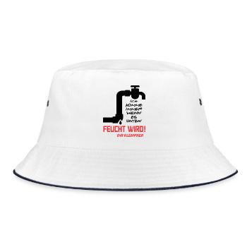 Klempner Rohrleger Beruf Installateur Feucht wird - Bucket Hat - Weiß/Navy - Vorne