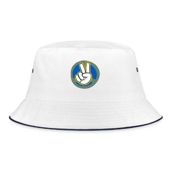 Ukraine Peace Sign Grafik mit Umrahmung - Bucket Hat - Weiß/Navy - Vorne