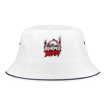 Burpee Beast – Fitness Workout mit Stoppuhr - Bucket Hat - Weiß/Navy - Vorne