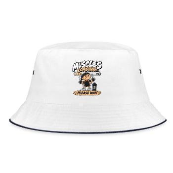 Muskeln laden sich – lustiges Fitnessstudio - Bucket Hat - Weiß/Navy - Vorne