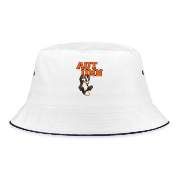 Herbstdachs – Herbst-Wildtierdesign - Bucket Hat - Weiß/Navy - Vorne