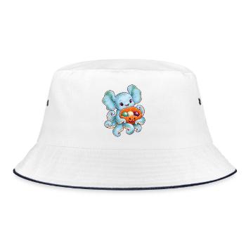Dumbo-Oktopus mit Kürbismuschel - Bucket Hat - Weiß/Navy - Vorne