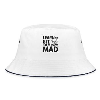 Hundetraining Learn To Sit Not To Stay Mad - Bucket Hat - Weiß/Navy - Vorne