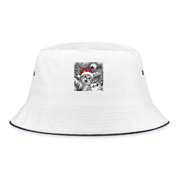 Schneekatze Weihnachtsmann-Selfie – lustiges Weihnachten - Bucket Hat - Weiß/Navy - Vorne