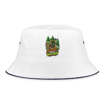 Narrow Trail, Wide Grin - Bucket Hat - Weiß/Navy - Vorne