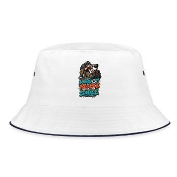 Ich knipse Leute und sie lächeln - Bucket Hat - Weiß/Navy - Vorne