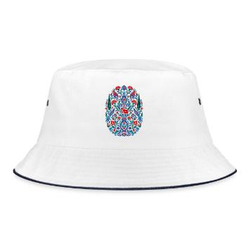 Türkei | Tulpen & osmanische Volkskunst - Bucket Hat - Weiß/Navy - Vorne
