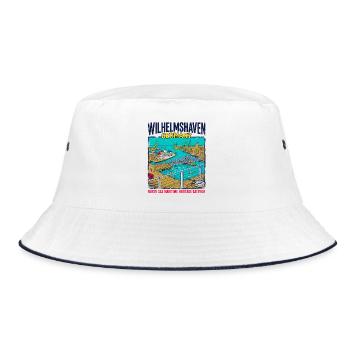 City Wilhelmshaven Germany North Sea Maritime - Bucket Hat - Weiß/Navy - Vorne