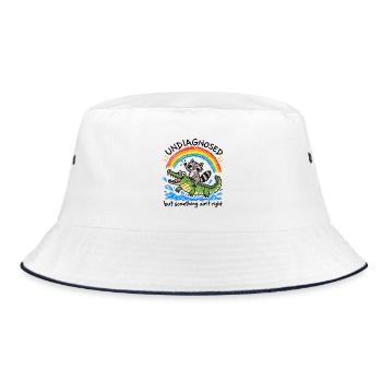 Undiagnosed | Waschbär Krokodil Chaos - Bucket Hat - Weiß/Navy - Vorne