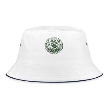 Beobachten Sie die erste Pflanze, die zweite Pflanze - Bucket Hat - Weiß/Navy - Vorne