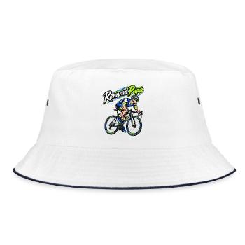 Rennrad Papa – Neon Sprint Illustration - Bucket Hat - Weiß/Navy - Vorne