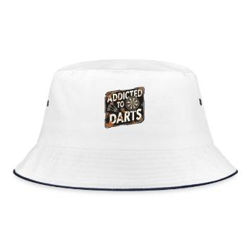 Addicted To Darts Dartspiel Pfeile Und Dartscheibe - Bucket Hat - Weiß/Navy - Vorne