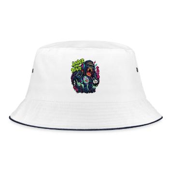 Lauter als Realität Neon-Gorilla - Bucket Hat - Weiß/Navy - Vorne