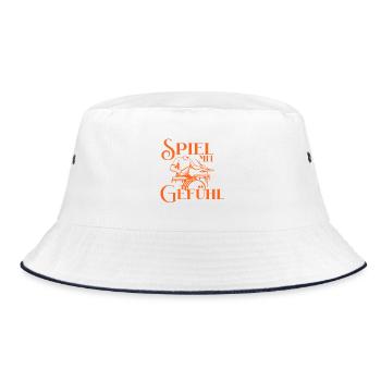 Drums - Spiel Mit Gefühl Schlagzeuger - Bucket Hat - Weiß/Navy - Vorne