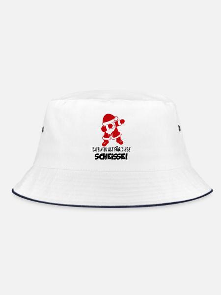 Weihnachten Sprüche Lustig Santa Claus Zu alt - Bucket Hat - Weiß/Navy