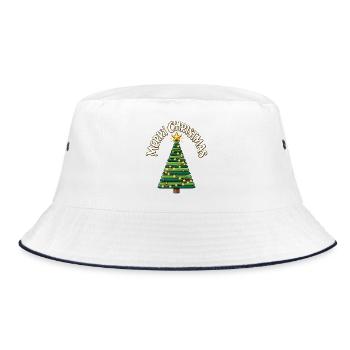 Weihnachtsbaum Christbaum Merry Christmas  - Bucket Hat - Weiß/Navy - Vorne