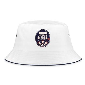 Madhouse Dartspieler Retro Emblem Double 1 Humor - Bucket Hat - Weiß/Navy - Vorne