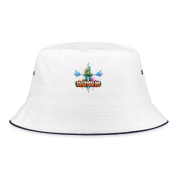 Ruder-Sprint: Rückwärts schneller - Bucket Hat - Weiß/Navy - Vorne