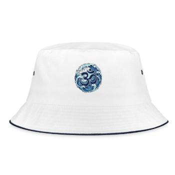 Om Symbol – Yoga Meditation Spirituelle Chakra Yogi - Bucket Hat - Weiß/Navy - Vorne