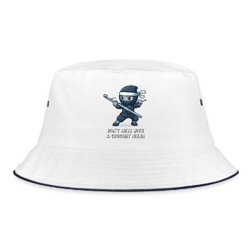 Crochet Ninja – Nicht anfassen - Bucket Hat - Weiß/Navy - Vorne