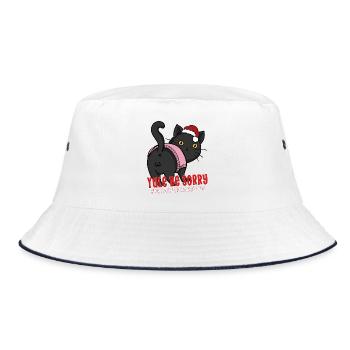Weihnachtskatze Weihnachtsmütze Weihnachtsmütze Sei entschuldigt Stille Nacht - Bucket Hat - Weiß/Navy - Vorne