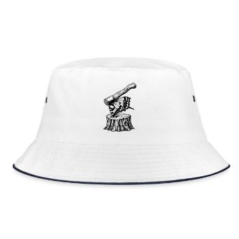 Schmetterlingsaxt auf Stumpf – Surrealistische Natur - Bucket Hat - Weiß/Navy - Vorne