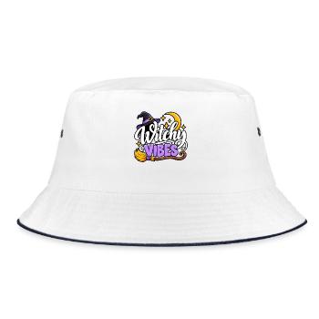 Witchy Vibes Halloween Charm - Bucket Hat - Weiß/Navy - Vorne