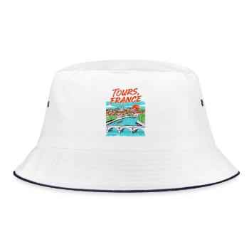 Vintage Style Tours France River Skyline - Bucket Hat - Weiß/Navy - Vorne