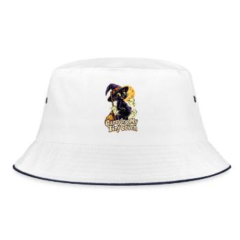Carrying My Tiny Coven Halloween Schwanger - Bucket Hat - Weiß/Navy - Vorne