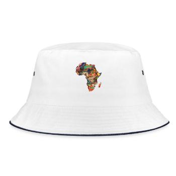 Afrika Karte Reise Backpacker Touristen Souvenir  - Bucket Hat - Weiß/Navy - Vorne