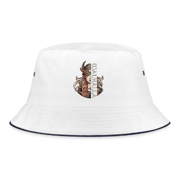 Walküre Walhalla nordische Mythologie Wikinger - Bucket Hat - Weiß/Navy - Vorne