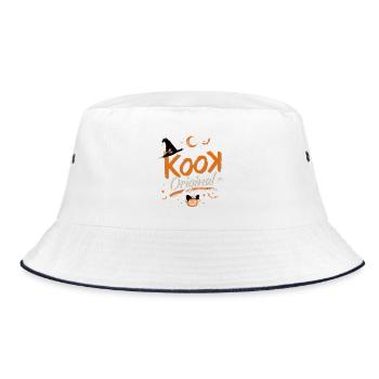 Kook Original Halloween Orange Pumpkin Witch - Bucket Hat - Weiß/Navy - Vorne