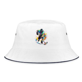 Eishockey Eishockeyspieler bunt - Bucket Hat - Weiß/Navy - Vorne