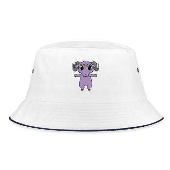 Satan Ziege Motiv - Bucket Hat - Weiß/Navy - Vorne