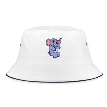 Elefant Motiv - Bucket Hat - Weiß/Navy - Vorne