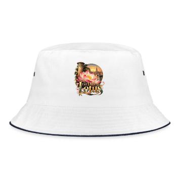 Der Duft des Lotus – Sonnenuntergang - Bucket Hat - Weiß/Navy - Vorne