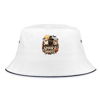 Spooky Hoots Halloween-Eulen - Bucket Hat - Weiß/Navy - Vorne