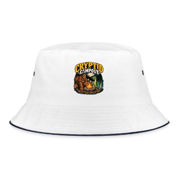 Cryptid Campout: Bigfoot & Snake Campfire - Bucket Hat - Weiß/Navy - Vorne